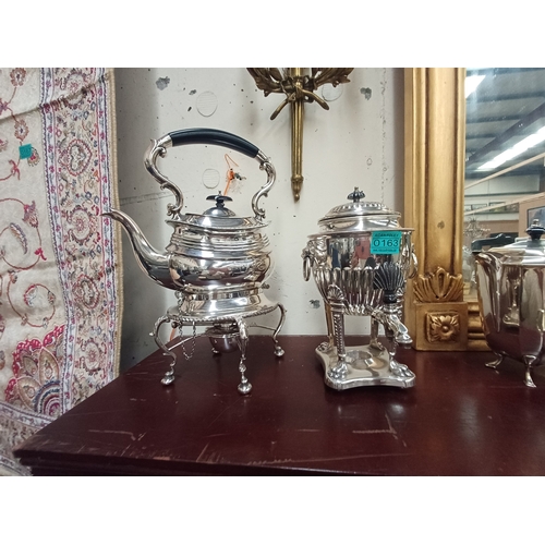 163 - Collection of Silver Plate including a 4 Piece Tea Set (EPNS), Spirit Kettle and Tea Urn