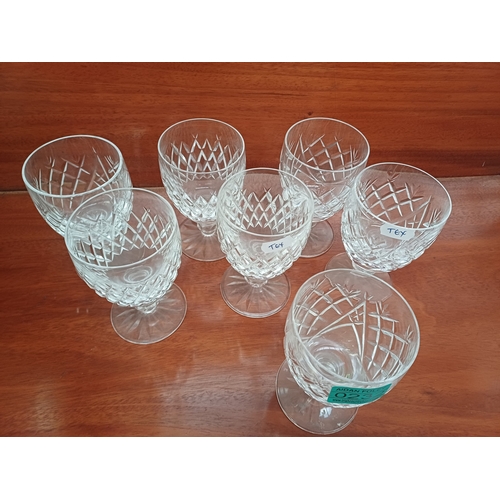 232 - Lot of 7 Waterford Stem Glasses (2 different patterns) - 13cm Tall