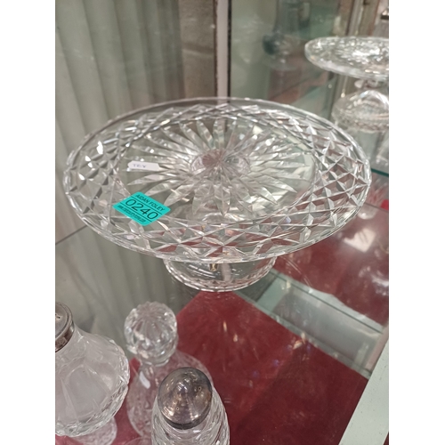 240 - Waterford Cut Glass Cake Stand and 3 Waterford Condiments