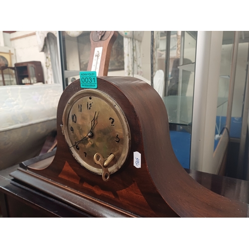 31 - Vintage Napoleon Mantle Clock and an Oak Barometer