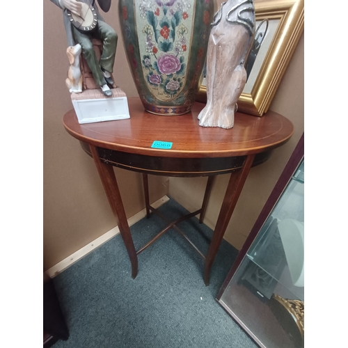 68 - Edwardian Inlaid Mahogany Oval Lamp Table