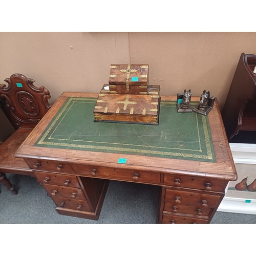 79 - Victorian Mahogany Writing Desk with Inset Tooled Leather Top