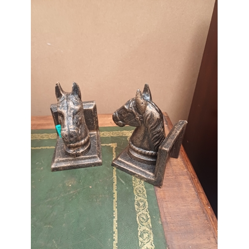 80 - Pair of small Cast Iron Horse Head Book Ends (14cm Tall)