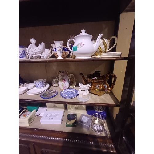 350 - Three Shelves of various Tea Ware, Ornaments, Plates and some new boxed items