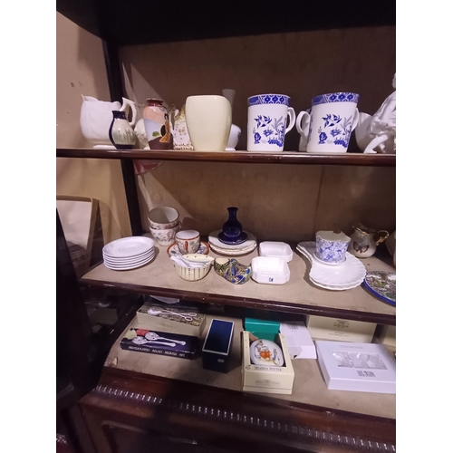 350 - Three Shelves of various Tea Ware, Ornaments, Plates and some new boxed items