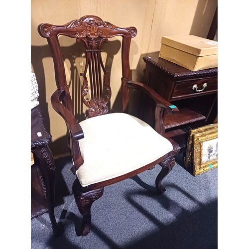 356 - Mahogany Armchair in Georgian Style together with a Mahogany Lamp Table