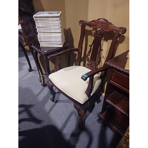 356 - Mahogany Armchair in Georgian Style together with a Mahogany Lamp Table