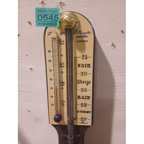 545 - Mahogany Stick Barometer by Comitti & Sons, London