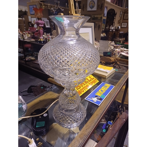 553 - Vintage Waterford Crystal  Alana Inishmore Hurricane Table Lamp (48cm Tall)