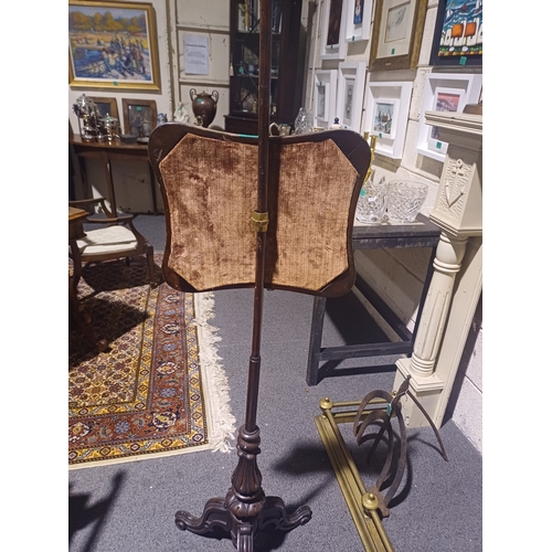 559 - Victorian Rosewood Pole Screen with Tapestry Floral Panel