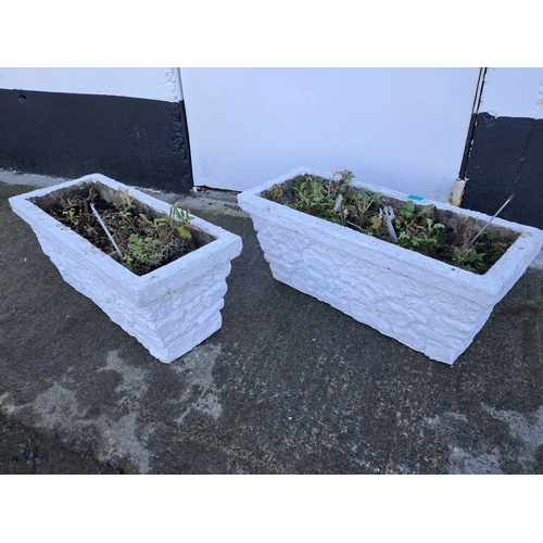 2 - Pair of Concrete Garden Planters (52cm x 20cm x 20cm)