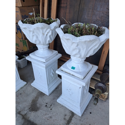 3 - Pair of Concrete Garden Planters (66cm x 27cm x 27cm)