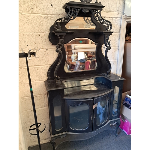 13 - Victorian Ebonised Chiffonier (230cm Tall x 123cm x 42cm)