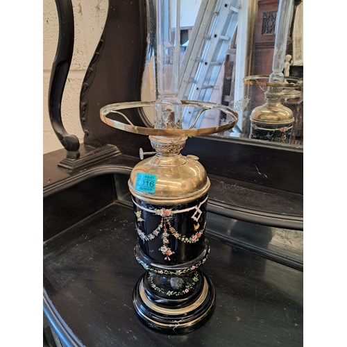 16 - Early 20th Century Brass and Porcelain Oil Lamp