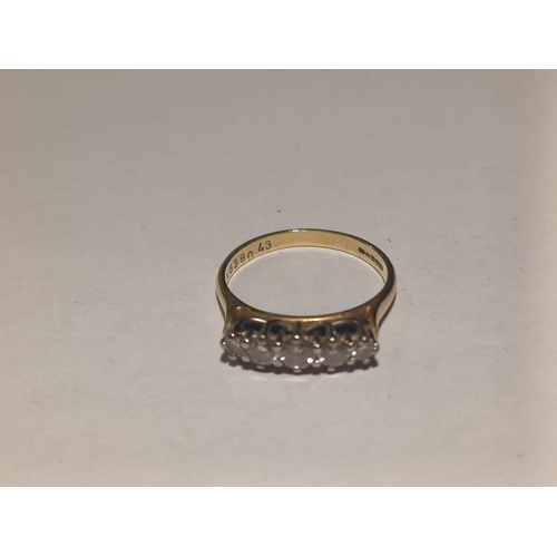 363 - Lovely 18 carat Gold 3 Stone Diamond Ring. - Size L