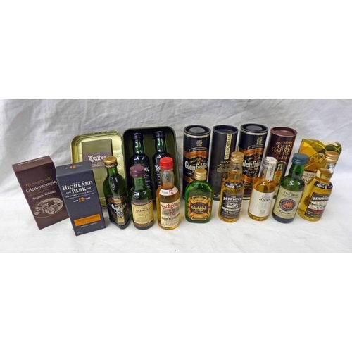 4346 - SELECTION OF VARIOUS SINGLE MALT WHISKY MINIATURES TO INCLUDE ARDBEG 17 & 10 YEAR OLD IN TIN, HIGHLA... 