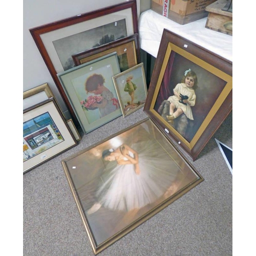 1496 - PORTRAIT OF YOUNG GIRL WITH TOY & VARIOUS OTHER PRINTS, ETC