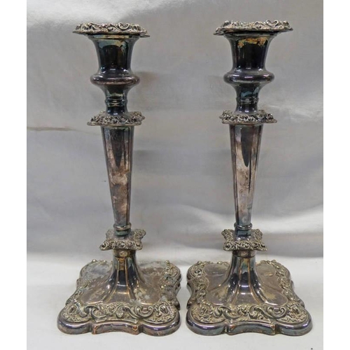 15 - PAIR OF SILVER PLATED CANDLESTICKS