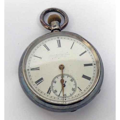 185 - SILVER CASED POCKET WATCH, THE WORKS MARKED LAWSON & SON BIRMINGHAM ''THE ST JAMES''