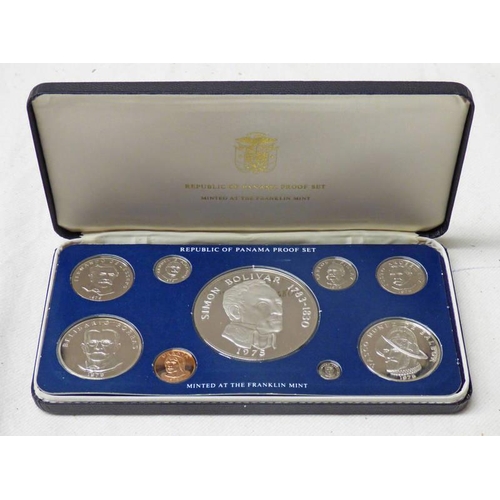 2031 - 1975 REPUBLIC OF PANAMA PROOF 9 COIN SET, IN CASE OF ISSUE WITH C.O.A