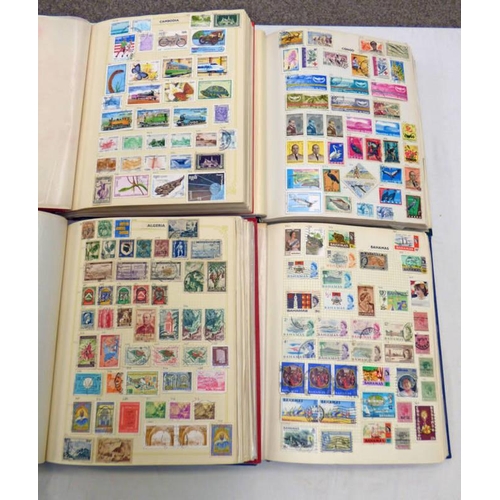 2052 - 4 STAMP ALBUMS OF VARIOUS MINT AND USED STAMPS OF COUNTRIES BEGINNING A-D TO INCLUDE AUSTRALIA, BAHA... 