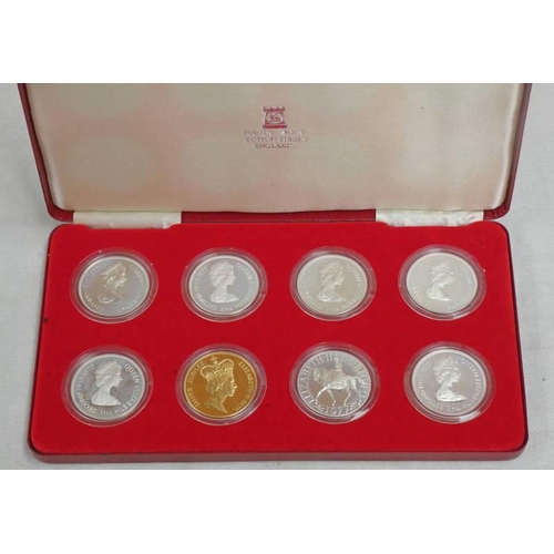 2150 - 8 1977 SILVER PROOF JUBILEE CROWNS FROM VARIOUS COMMONWEALTH COUNTRIES IN POBJOY CASE