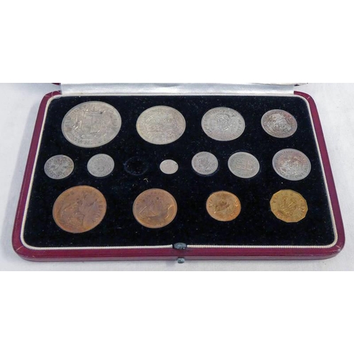 2189 - 1937 GEORGE VI SPECIMEN COIN SET INCLUDING MAUNDY IN ORIGINAL CASE, MISSING MAUNDY 2 PENCE