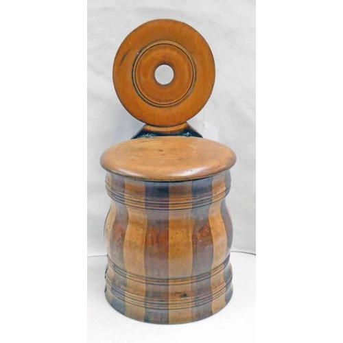 3172 - 19TH CENTURY TREEN BULBOUS SALT BOX - 29 CM TALL