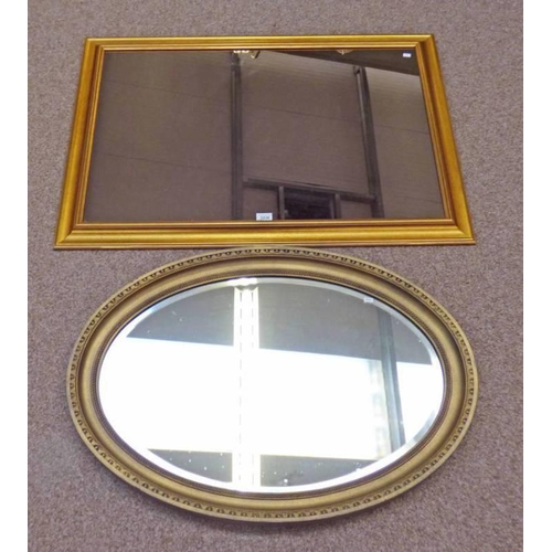 3236 - OVAL & RECTANGULAR GILT FRAMED MIRRORS. LARGEST - 90 X 59CM