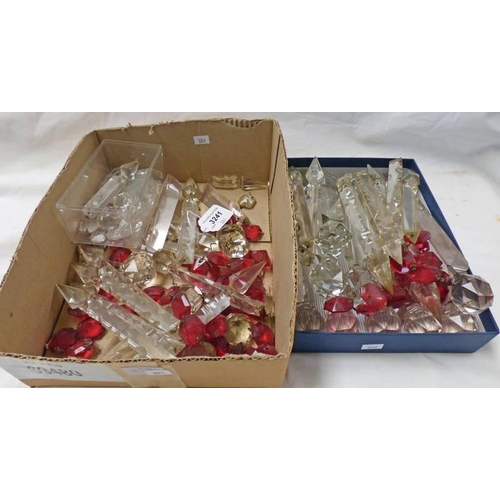 3241 - SELECTION OF CUT GLASS DROPS, ETC