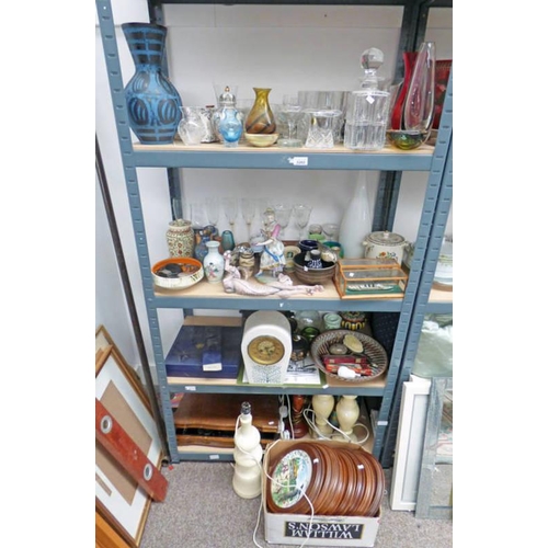 3260 - VARIOUS GLASSWARE, ETC, TO INCLUDE CUT GLASS, CRYSTAL DECANTERS, CANTEEN OF CUTLERY, ETC ACROSS 4 SH... 