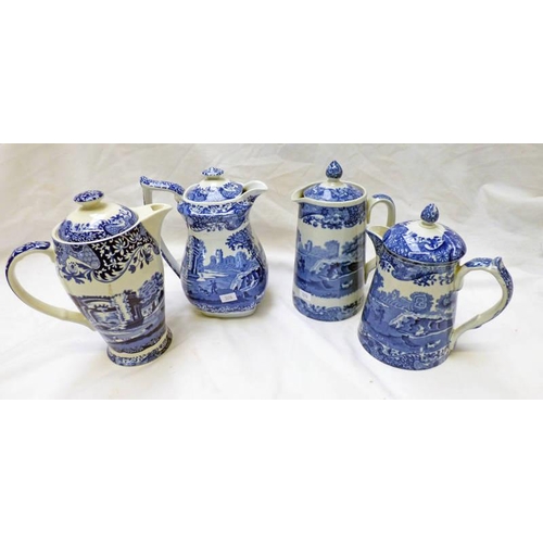 3316 - 4 COPELAND SPODE ITALIAN BLUE & WHITE WARE TEAPOT AND WATER JUGS