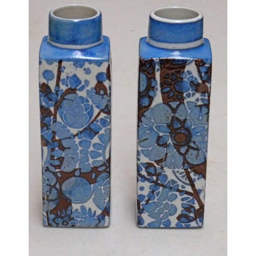 3323 - PAIR OF ROYAL COPENHAGEN JOHANNE GERBER FAJANCE VASES NO 780/3455  - 19 CM TALL