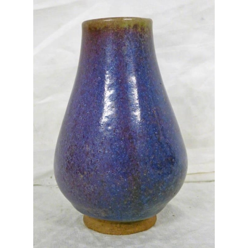 3351 - CHINESE PURPLE JUN WARE POTTERY VASE, REPUBLIC PERIOD - 12.4CM TALL