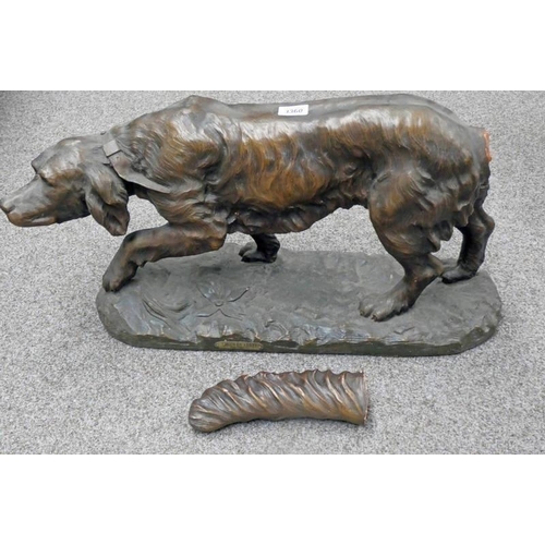 3360 - FIGURE OF A DOG WALKING ON A PLINTH WITH PLAQUE 'CHIEN EN ARRET, PAR CAPALDO', 34CM HIGH, APPROX. 89... 