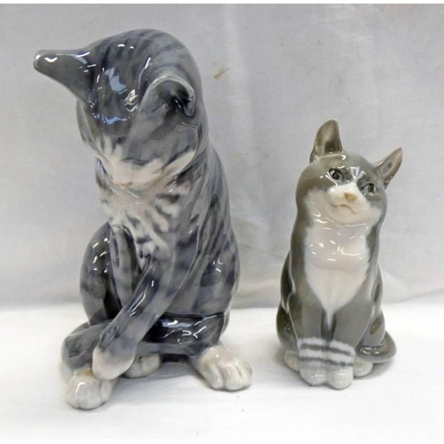 3362 - TWO ROYAL COPENHAGEN PORCELAIN FIGURES OF SEATED CATS - NUMBERS 340 & 1803