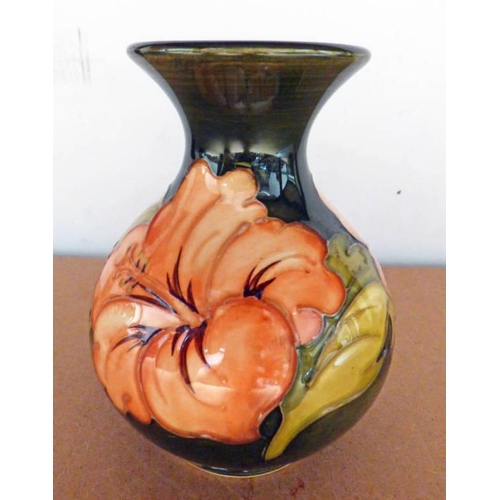 3370 - MOORCROFT VASE DECORATED WITH FLOWERS, WITH IMPRESSED SIGNATURE 13CM HIGH