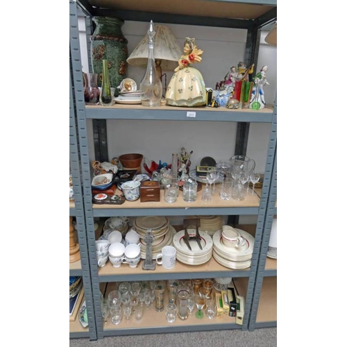 3377 - LARGE SELECTION OF PORCELAIN, GLASSWARE ETC INCLUDING BURLEIGH DINNERWARE, PORCELAIN FIGURES ART GLA... 