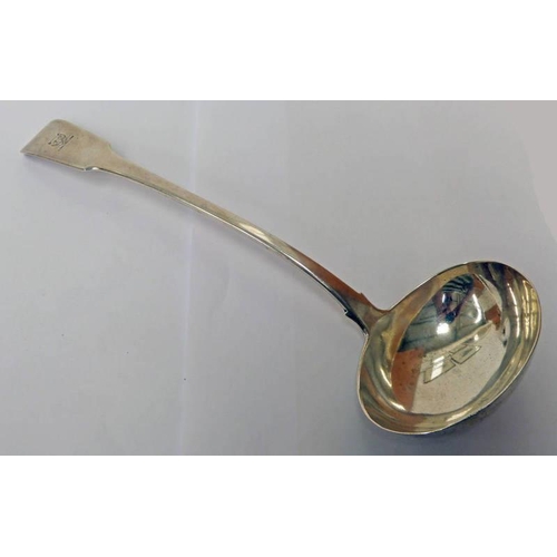 393 - GEORGE III SILVER  SOUP LADLE BY ELEY, FERN & CHAWNER LONDON 1814 - 7.5 OZS