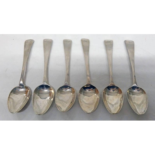 402 - SET OF 6 SCOTTISH PROVINCIAL SILVER TEASPOONS MARKED M - I K - B FOR JOHN KEITH OF BANFF