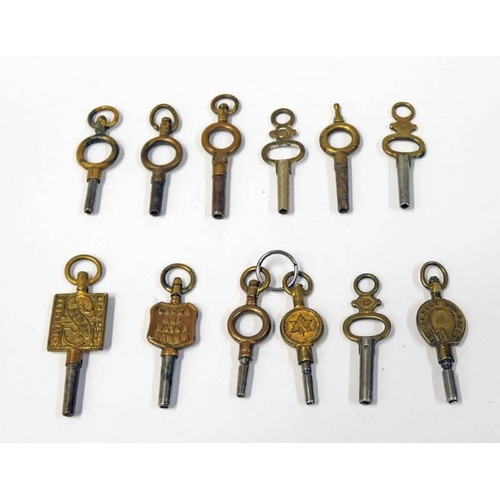 422 - 12 ADVERTISING & OTHER POCKET WATCH KEYS