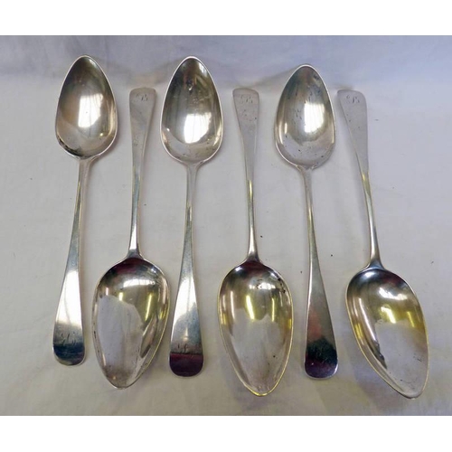 423 - SET OF 6 SCOTTISH PROVINCIAL SILVER TABLE SPOONS, JAMES ERSKINE, ABERDEEN CIRCA 1800