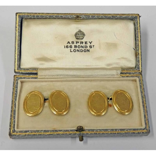 434 - PAIR OF 18CT GOLD CUFF LINKS IN ASPREY BOX 12.5GM