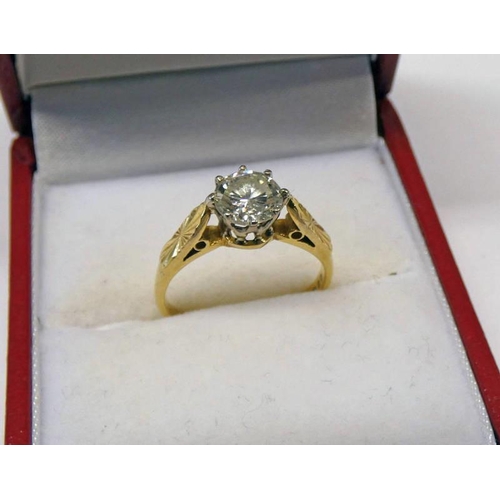 453 - 18CT GOLD DIAMOND SOLITAIRE RING, THE BRILLIANT CUT DIAMOND APPROX 0.95 CARATS