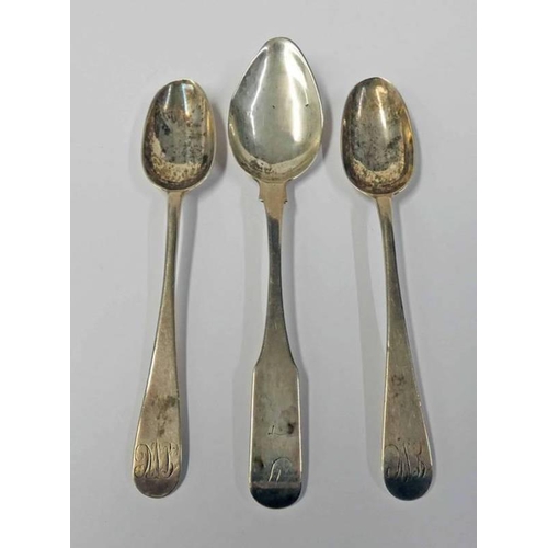 474 - PROVINCIAL SILVER TEASPOON BY WILLIAM RITCHIE , PERTH  AND 2 BY JAMES CORNFUTE