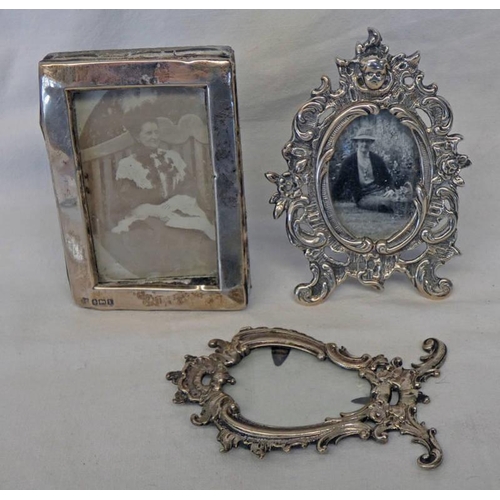 476 - DECORATIVE SILVER FRAME LONDON 1898 & 2 OTHERS