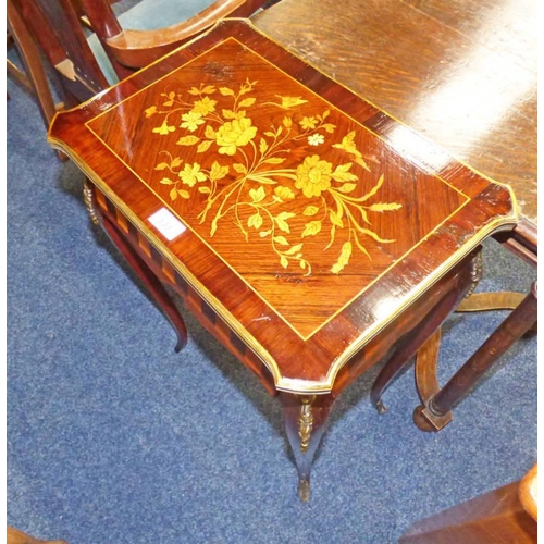 5026 - 19TH CENTURY FRENCH INLAID ROSEWOOD SIDE TABLE WITH DRAWER AND SHAPED SUPPORTS - 74 CM TALL