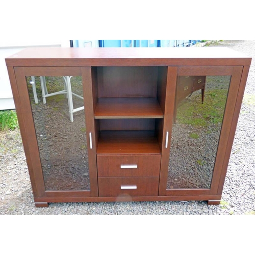 5132 - 20TH CENTURY OAK SIDE CABINET WITH 2 GLAZED DOORS & 2 DRAWERS 120CM TALL X 150CM WIDE X 40CM DEEP