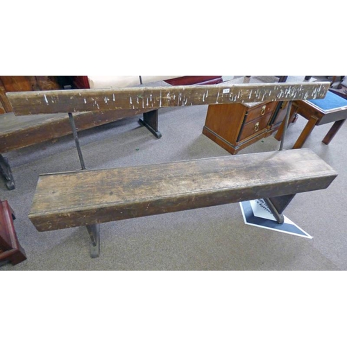 5134 - 20TH CENTURY SCHOOL PINE BENCH 88 CM TALL X  182 CM LONG