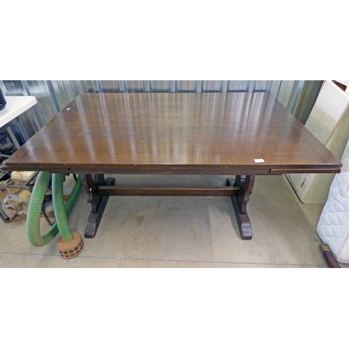 5461 - 20TH CENTURY OAK PULL OUT REFECTORY TABLE 205CM EXTENDED 90CM WIDE